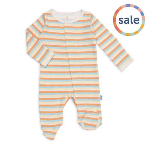 multi-stripe organic cotton magnetic footie-Magnetic Me