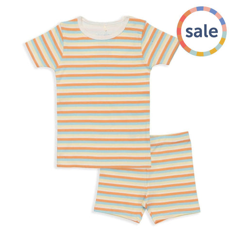 multi-stripe organic cotton magnetic toddler pjs - shorts-Magnetic Me