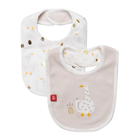 mummy goose organic cotton magntic stay dry infant reversible bib