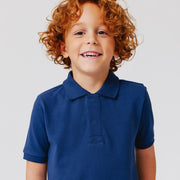 navy blue organic cotton magnetic polo shirt