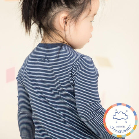 navy skinny stripe CloudStretch™ magnetic footie-Magnetic Me