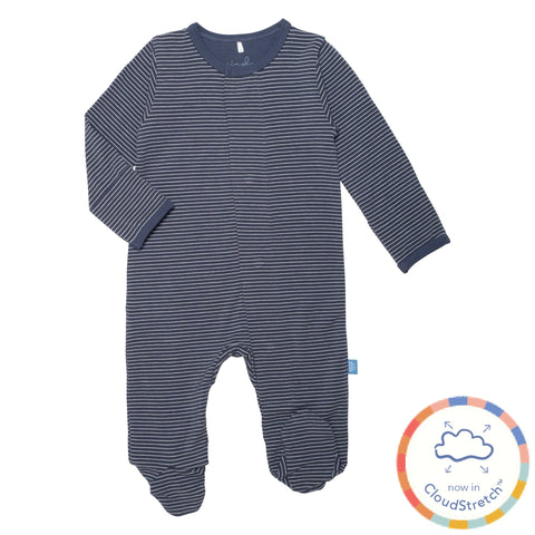 navy skinny stripe CloudStretch™ magnetic footie-Magnetic Me