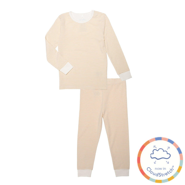 orange skinny stripe CloudStretch™ magnetic kids pajama set-Magnetic Me