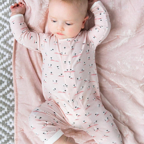 pink baa baa baby modal magnetic coverall