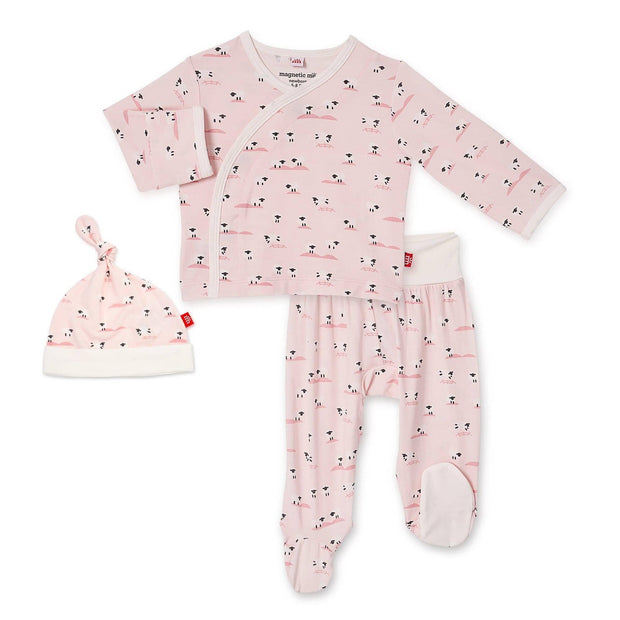 pink baa baa baby modal magnetic take-me-home kimono set