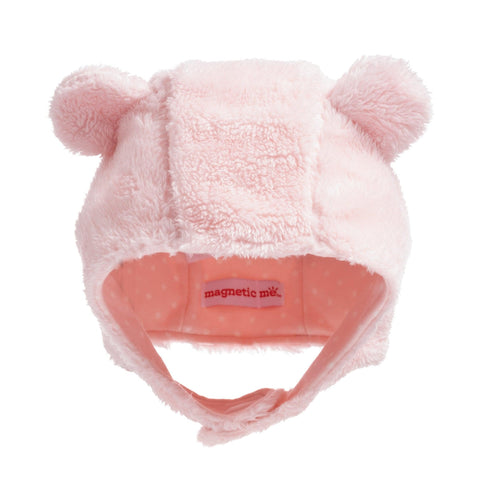 pink blossom minky magnetic easy close cozy cap