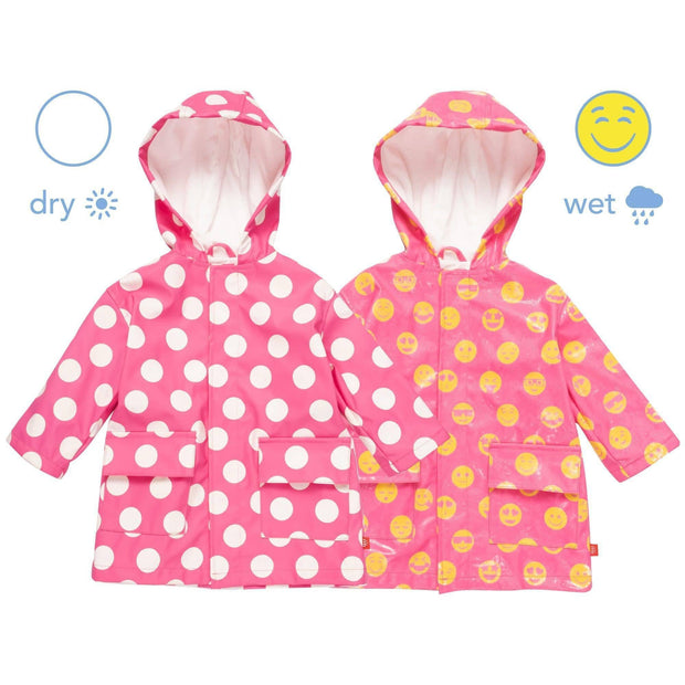 pink polka dot emoji magnetic raincoat
