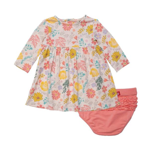 primrose cottage modal magnetic little baby dress + diaper cover set
