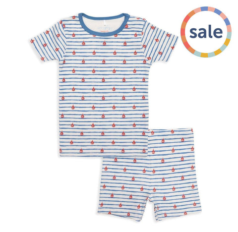 sailing vibe organic cotton magnetic toddler pjs - shorts-Magnetic Me