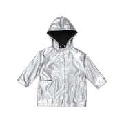 silver metallic magnetic raincoat