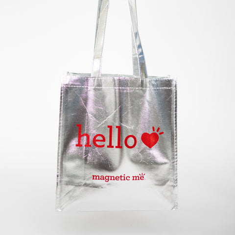 reusable silver tote bag