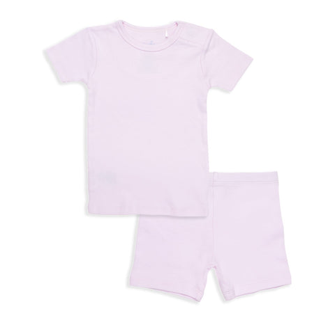 soft petal pink organic cotton magnetic toddler pjs - shorts