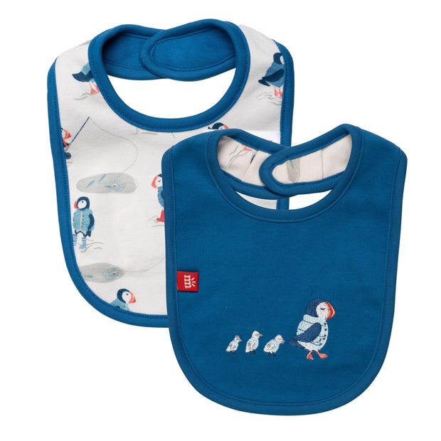 stud puffin organic cotton magnetic stay dry infant reversible bib