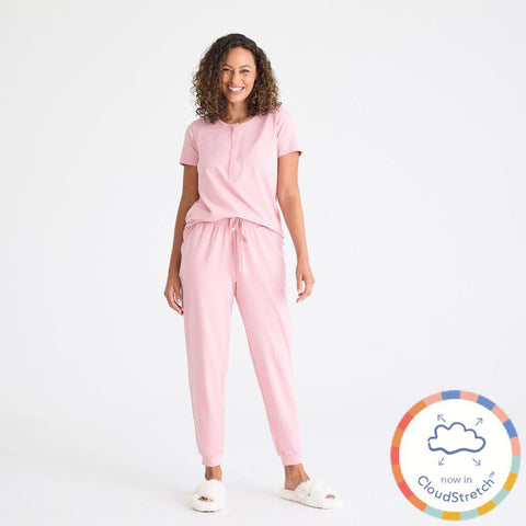 vintage pink women's CloudStretch™ magnetic short sleeve jogger set-Magnetic Me