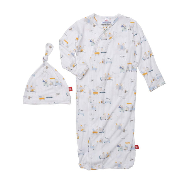 welcome wagon modal magnetic cozy sleeper gown + hat set