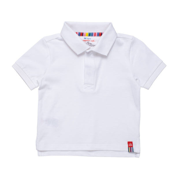 white organic cotton magnetic polo shirt