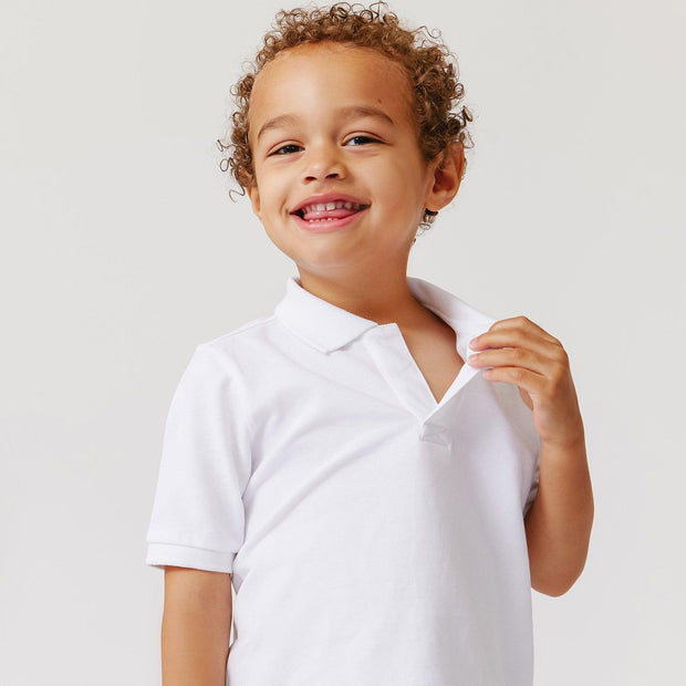 white organic cotton magnetic polo shirt