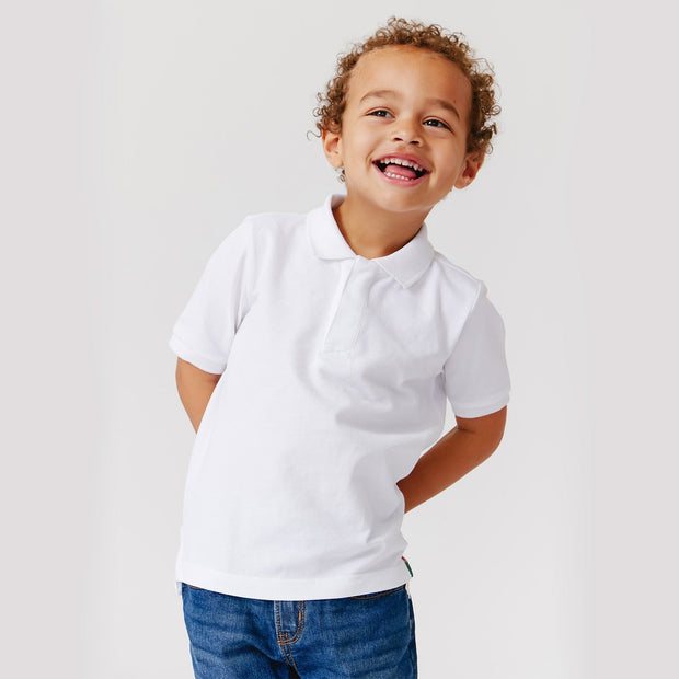 white organic cotton magnetic polo shirt