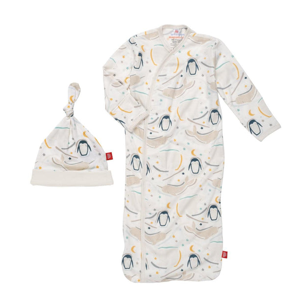wish you whale modal magnetic cozy sleeper gown + hat set
