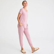 women's desert pink modal magnetic short sleeve jogger set