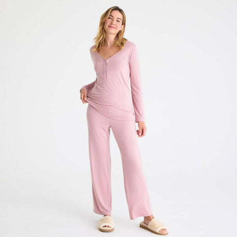 women's desert pink modal magnetic signature long sleeve pajama set