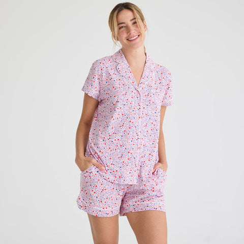 women's elizabeth forever modal magnetic classic with a twist short sleeve pajama set