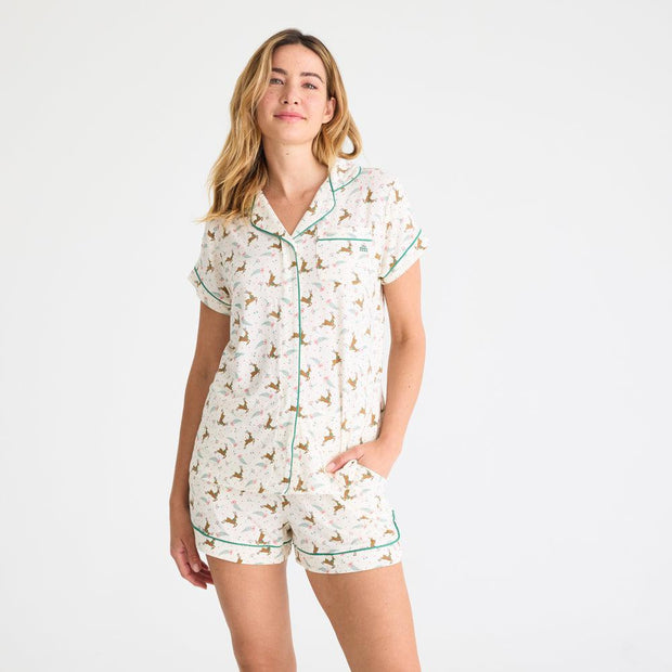 women's merry and bright modal magnetic classic with a twist short sleeve pajama set