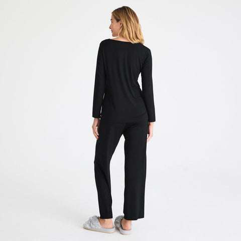 women's onyx modal magnetic signature long sleeve pajama set