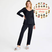 women's onyx modal magnetic signature long sleeve pajama set