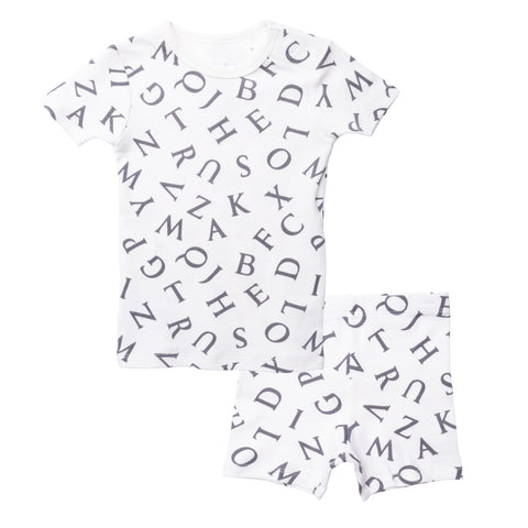 love letters organic cotton magnetic toddler pjs - shorts