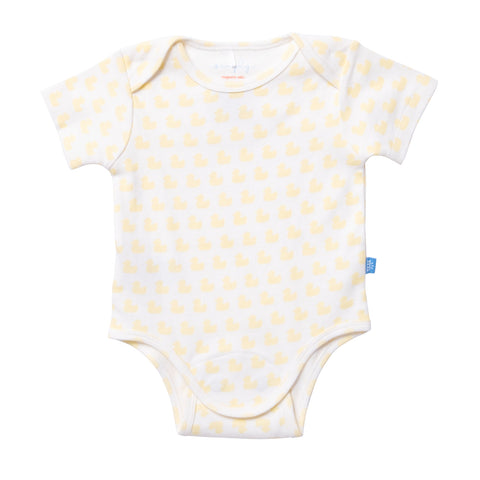 many ducks yellow organic cotton magnetic bodysuit