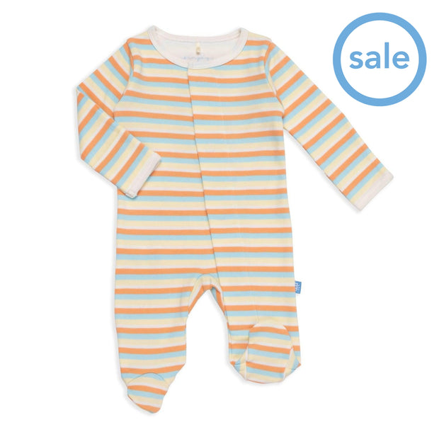 multi-stripe organic cotton magnetic footie