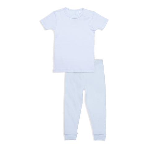 soft baby blue organic cotton magnetic toddler pjs - pants
