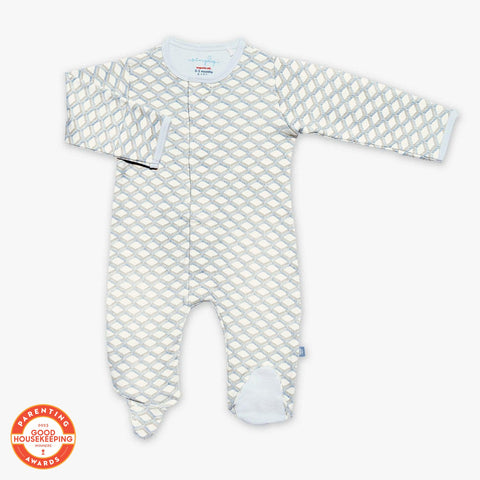 blue pompidou organic cotton magnetic footie