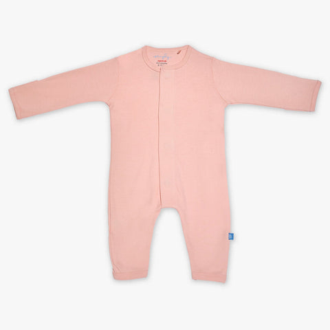 coral pink organic cotton magnetic coverall