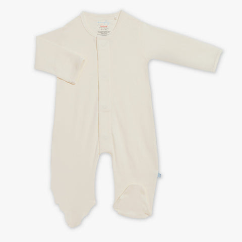 cream organic cotton magnetic footie