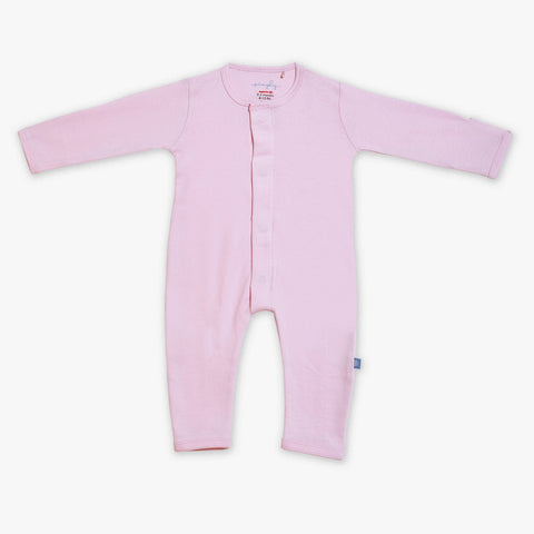 soft petal pink organic cotton magnetic coverall