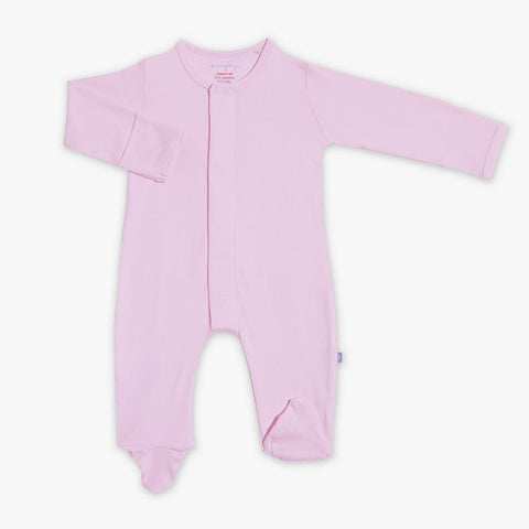 soft petal pink organic cotton magnetic footie